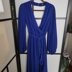 Elegant Blue Wrap Dress